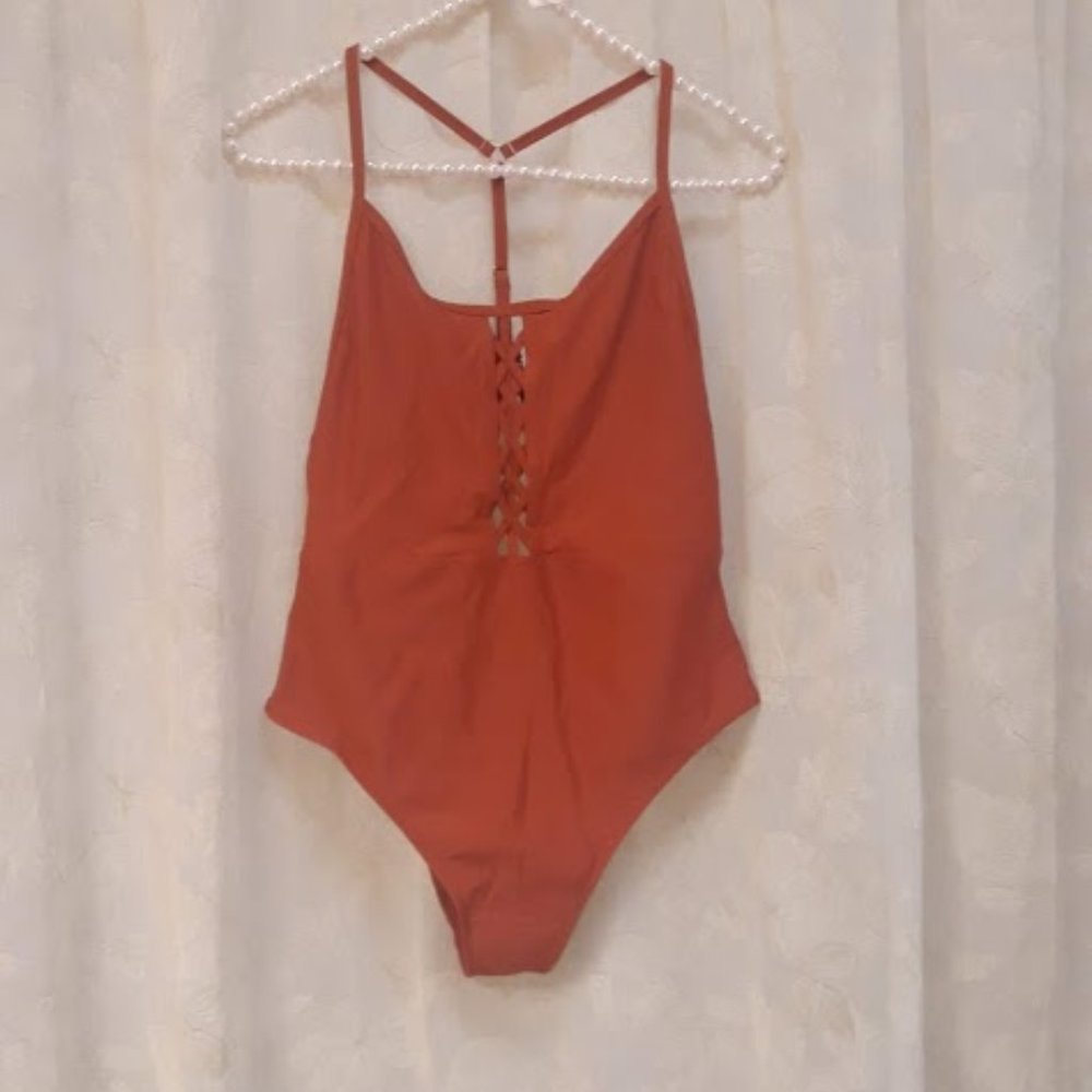 Xhilaration Burnt Orange One Piece Bathing Suit - Picture 2 of 6